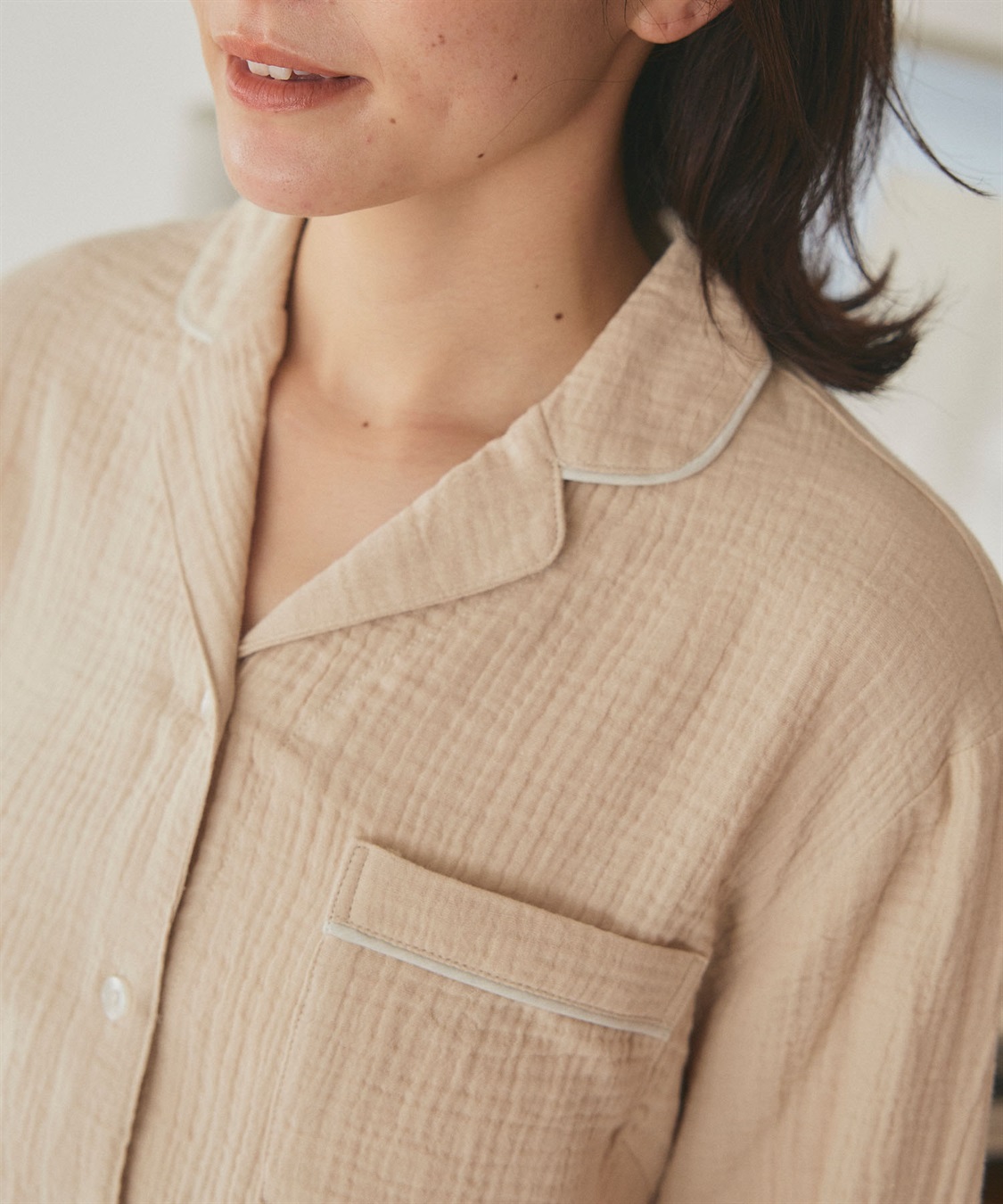 LAFUKU 【LAFUKU/ラフク】パイピングデザインダブルガーゼパジャマ綿100％《上下セット》_sub_25