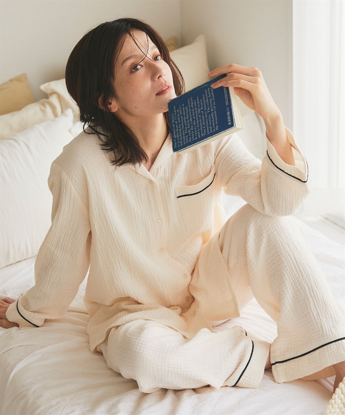 LAFUKU 【LAFUKU/ラフク】パイピングデザインダブルガーゼパジャマ綿100％《上下セット》_sub_28