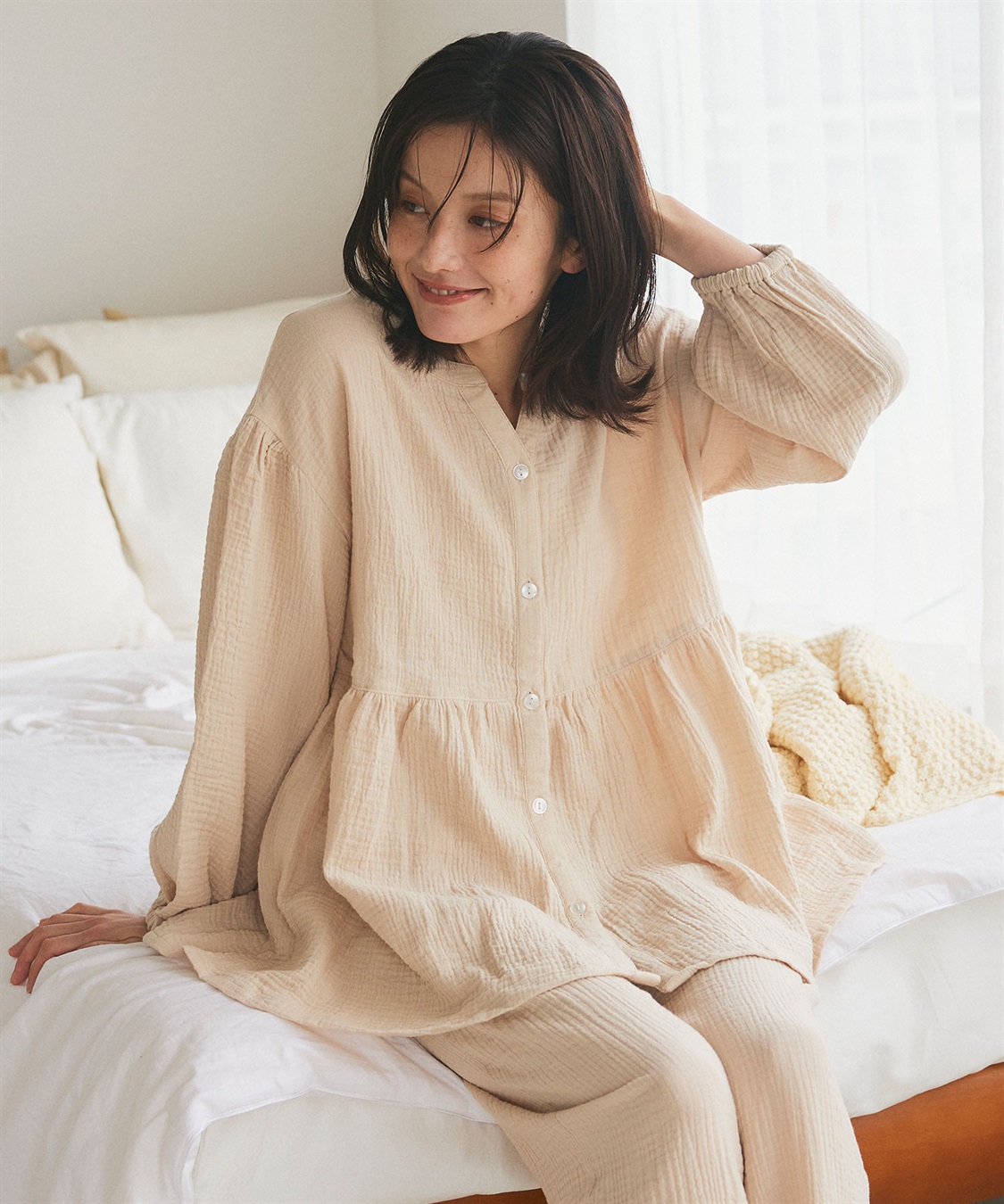 Life Style by cross marche 【LAFUKU/ラフク】ゆったり柔らかダブルガーゼパジャマ綿100％《上下セット》_sub_1