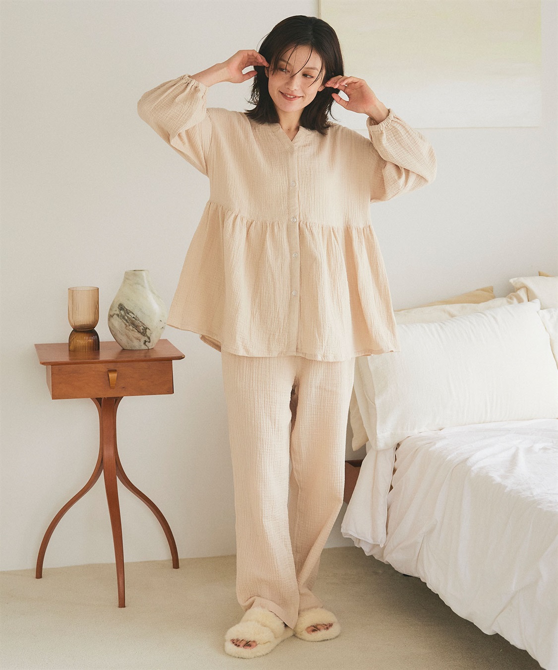 Life Style by cross marche 【LAFUKU/ラフク】ゆったり柔らかダブルガーゼパジャマ綿100％《上下セット》_sub_3