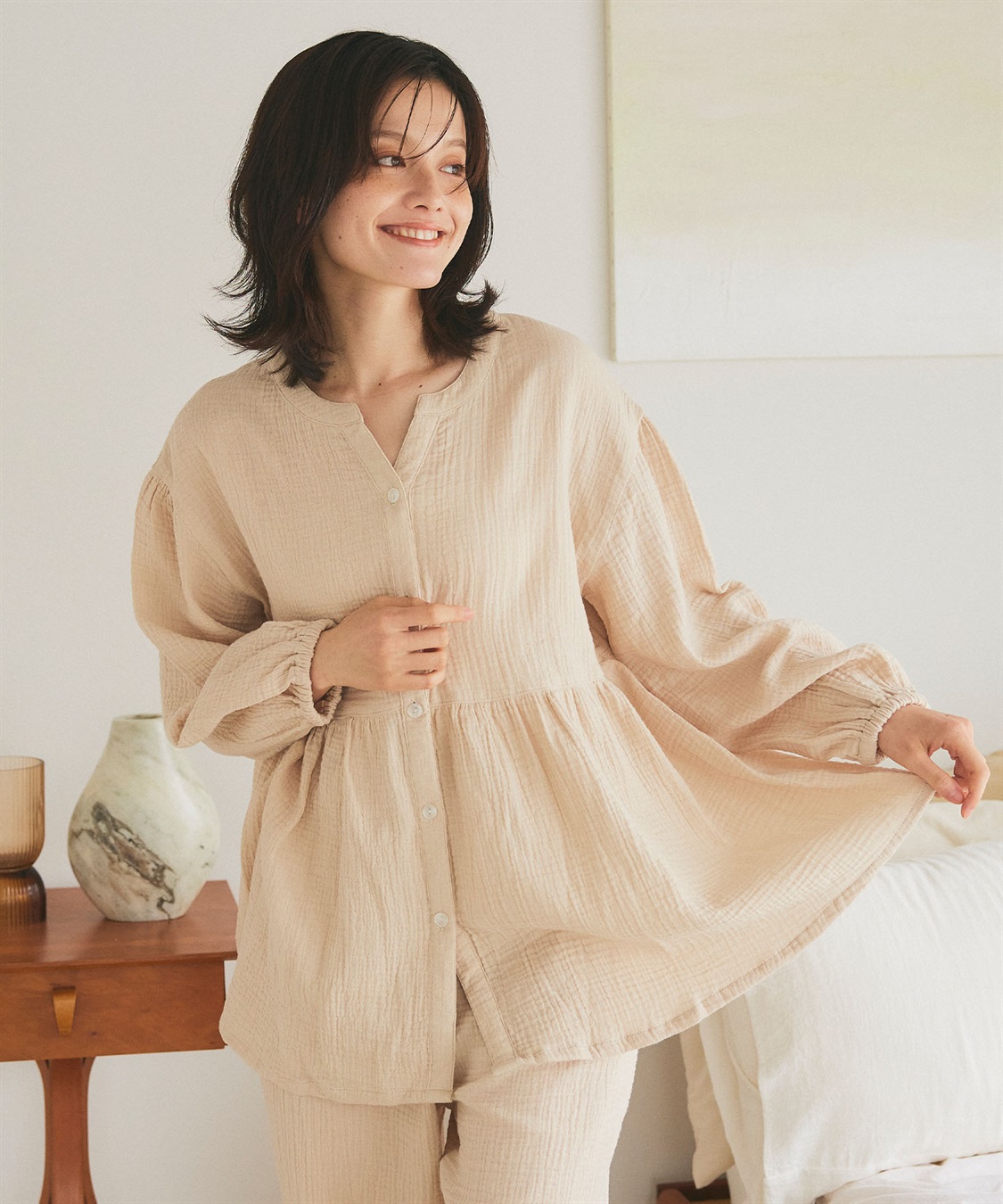 Life Style by cross marche 【LAFUKU/ラフク】ゆったり柔らかダブルガーゼパジャマ綿100％《上下セット》_sub_6