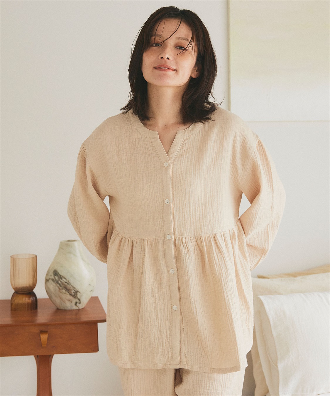 Life Style by cross marche 【LAFUKU/ラフク】ゆったり柔らかダブルガーゼパジャマ綿100％《上下セット》_sub_8