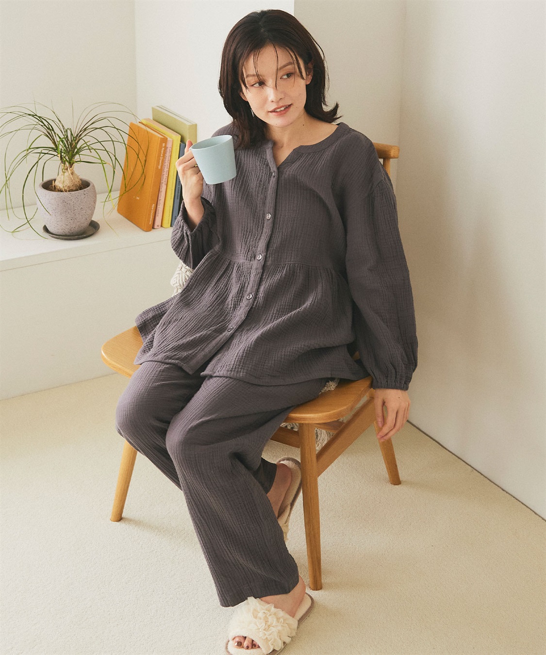 Life Style by cross marche 【LAFUKU/ラフク】ゆったり柔らかダブルガーゼパジャマ綿100％《上下セット》_sub_10