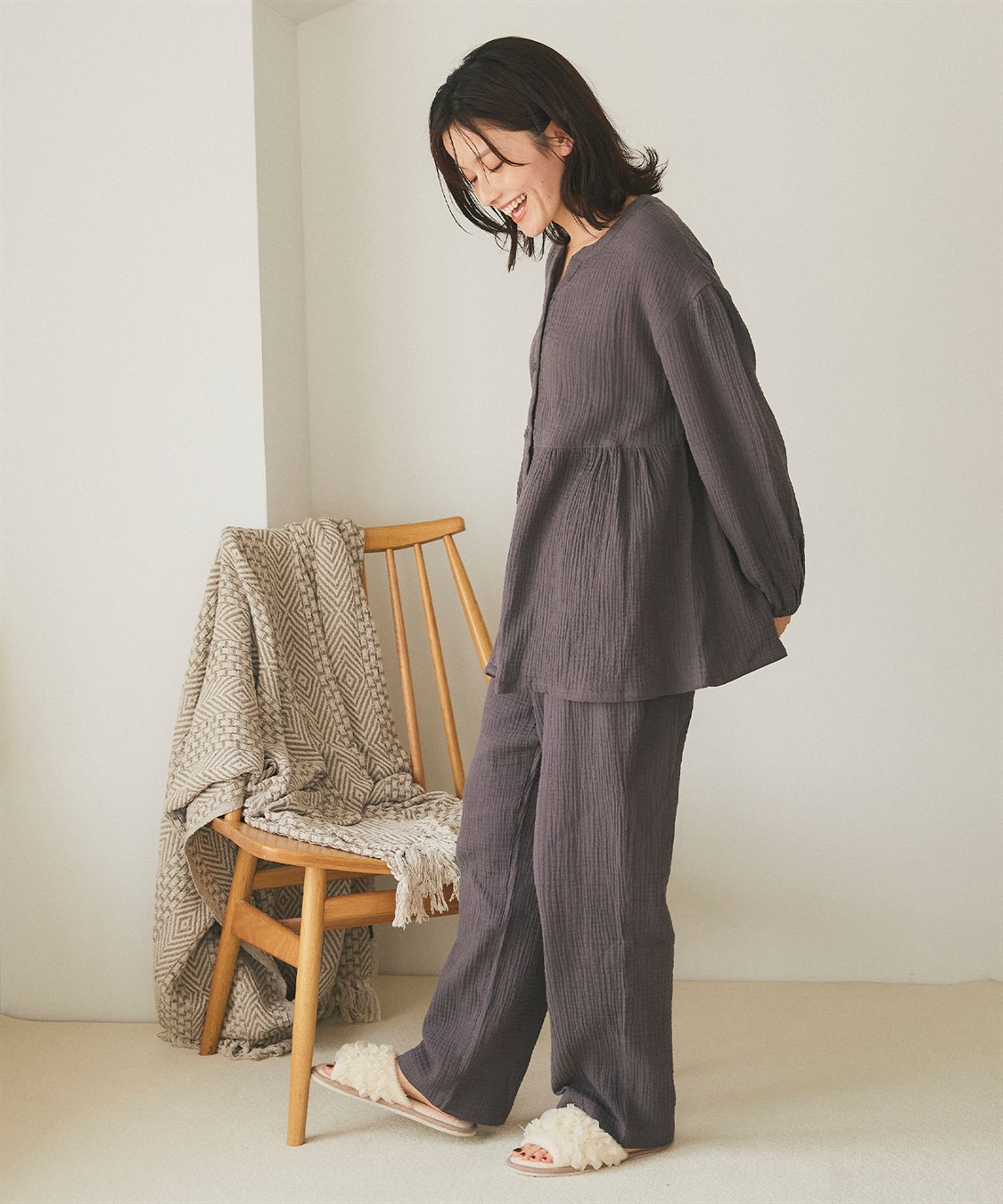 Life Style by cross marche 【LAFUKU/ラフク】ゆったり柔らかダブルガーゼパジャマ綿100％《上下セット》_sub_12