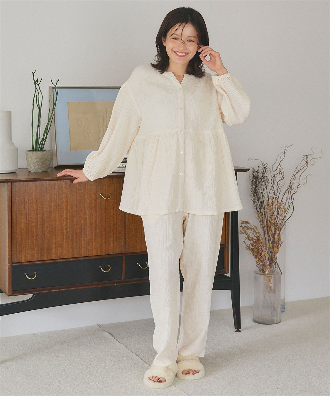 Life Style by cross marche 【LAFUKU/ラフク】ゆったり柔らかダブルガーゼパジャマ綿100％《上下セット》_sub_14