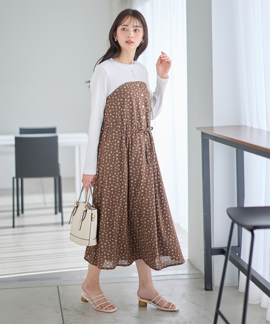 Rosemadame 小花柄ベア切替ワンピース（マタニティ/授乳服）授乳口付き 授乳楽々 妊婦服 産前・産後対応_sub_17