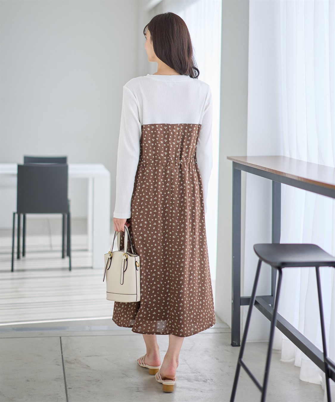 Rosemadame 小花柄ベア切替ワンピース（マタニティ/授乳服）授乳口付き 授乳楽々 妊婦服 産前・産後対応_sub_19