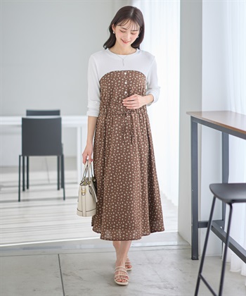 Rosemadame 小花柄ベア切替ワンピース（マタニティ/授乳服）授乳口付き 授乳楽々 妊婦服 産前・産後対応_subthumb_20