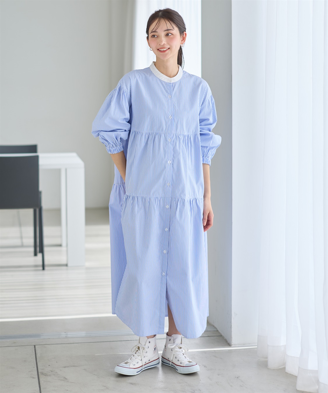 Rosemadame ストライプティアードワンピース（マタニティ/授乳服）授乳口付き 授乳楽々 妊婦服 産前・産後対応_sub_15