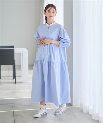 Rosemadame ストライプティアードワンピース（マタニティ/授乳服）授乳口付き 授乳楽々 妊婦服 産前・産後対応_subthumb_16