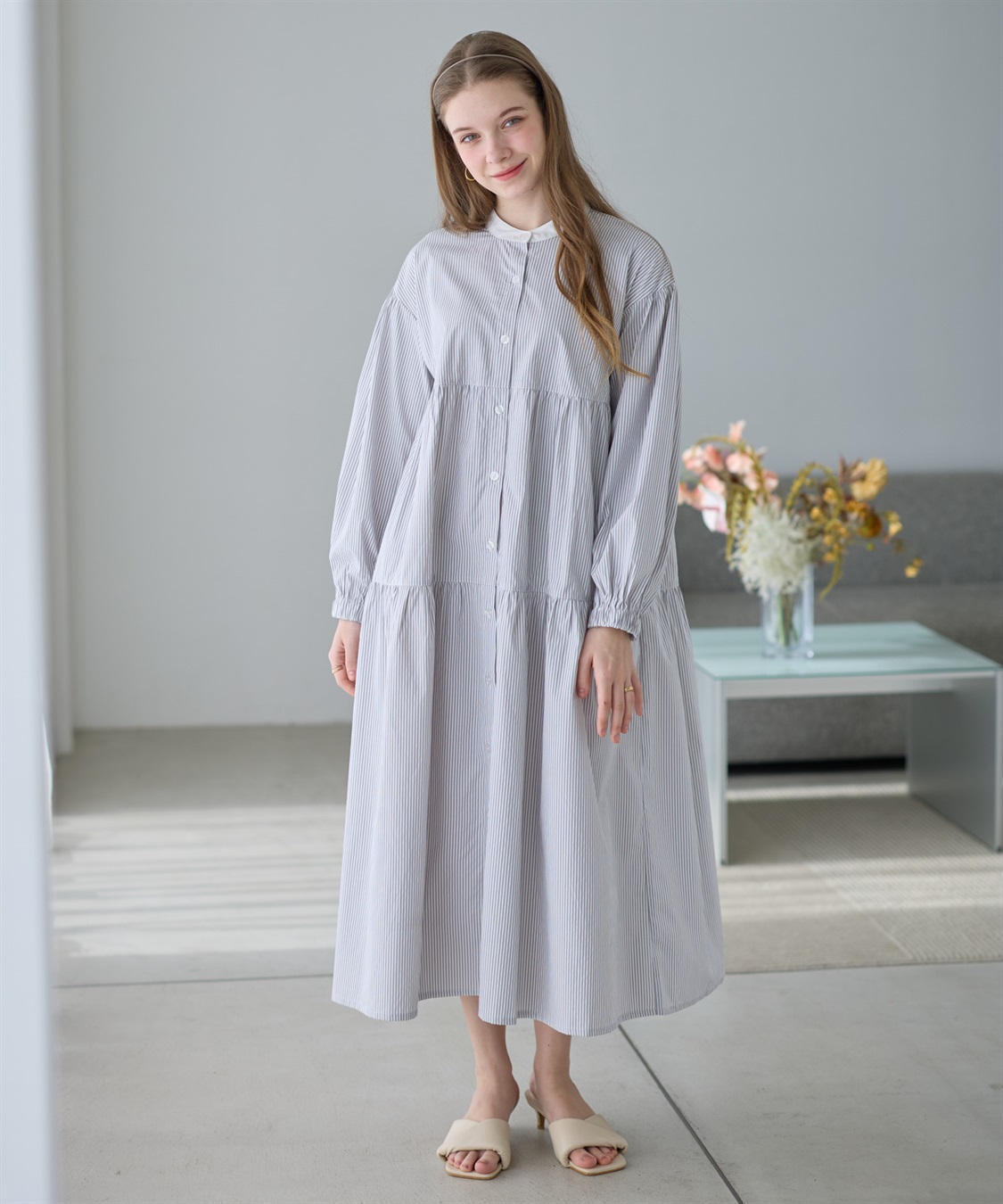 Rosemadame ストライプティアードワンピース（マタニティ/授乳服）授乳口付き 授乳楽々 妊婦服 産前・産後対応_sub_17