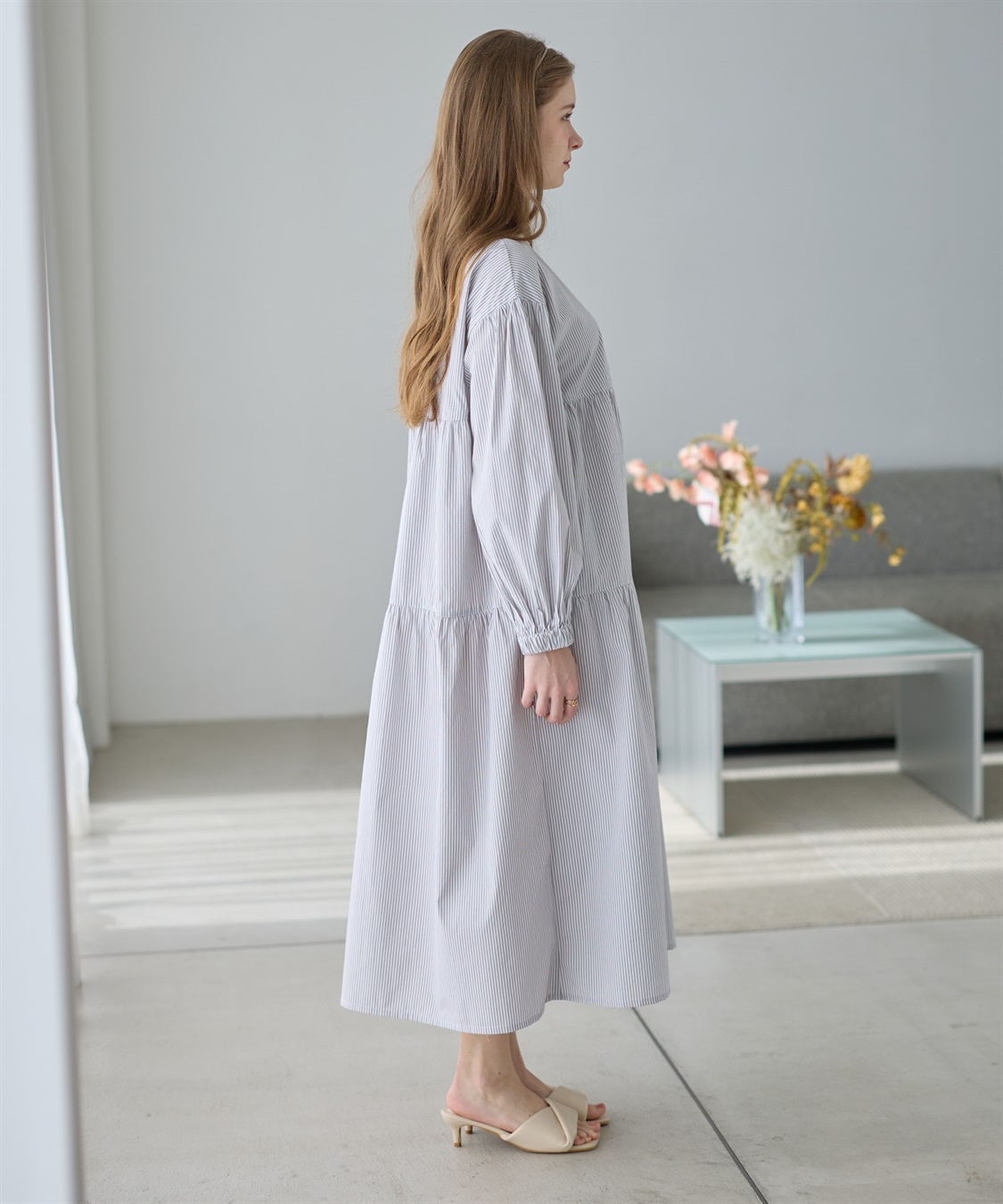 Rosemadame ストライプティアードワンピース（マタニティ/授乳服）授乳口付き 授乳楽々 妊婦服 産前・産後対応_sub_18