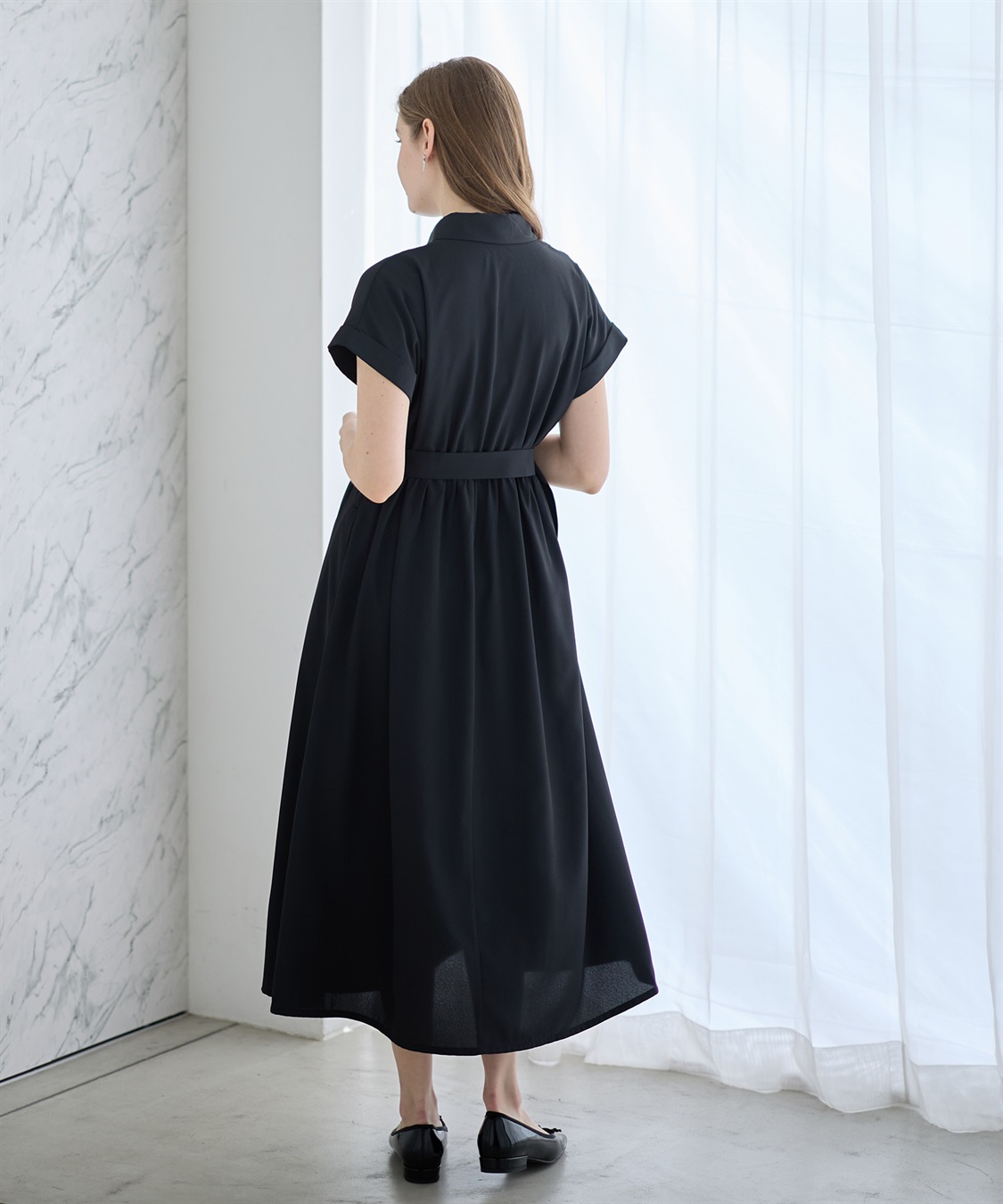 Rosemadame フレンチスリーブ スキッパ―シャツ マタニティワンピース(マタニティ&授乳服）授乳口付き 授乳楽々 妊婦服 産前・産後対応_sub_4