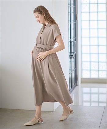 Rosemadame フレンチスリーブ スキッパ―シャツ マタニティワンピース(マタニティ&授乳服）授乳口付き 授乳楽々 妊婦服 産前・産後対応_subthumb_6