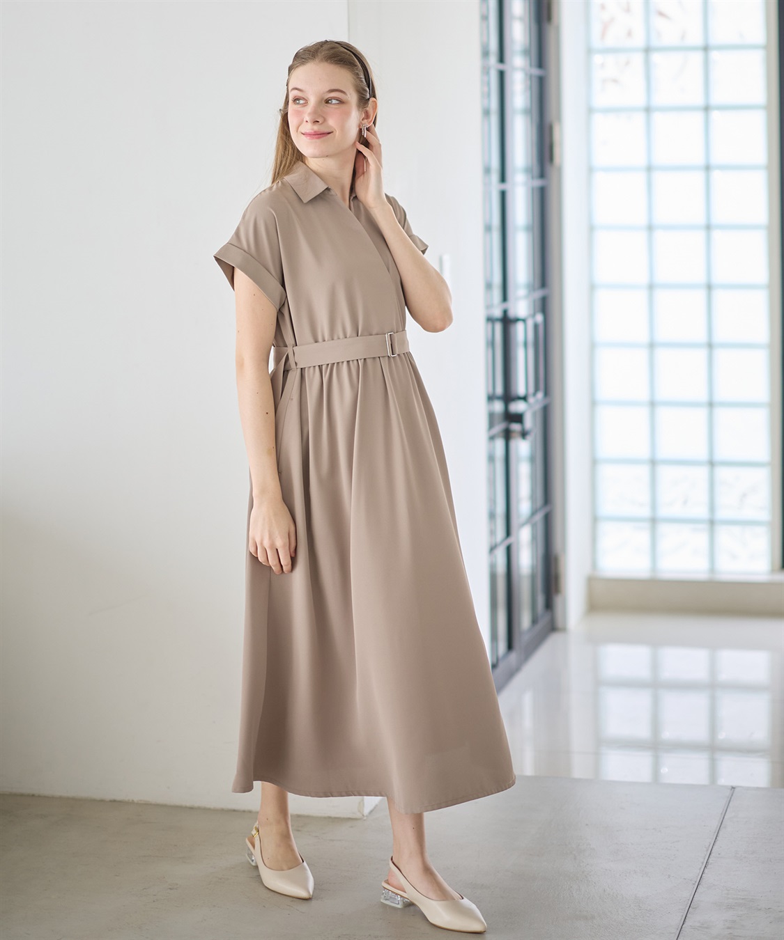 Rosemadame フレンチスリーブ スキッパ―シャツ マタニティワンピース(マタニティ&授乳服）授乳口付き 授乳楽々 妊婦服 産前・産後対応_sub_7