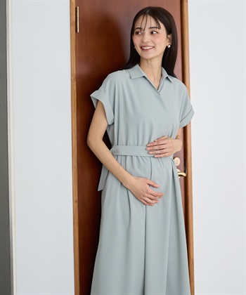 Rosemadame フレンチスリーブ スキッパ―シャツ マタニティワンピース(マタニティ&授乳服）授乳口付き 授乳楽々 妊婦服 産前・産後対応_subthumb_9