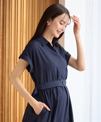 Rosemadame フレンチスリーブ スキッパ―シャツ マタニティワンピース(マタニティ&授乳服）授乳口付き 授乳楽々 妊婦服 産前・産後対応_subthumb_20