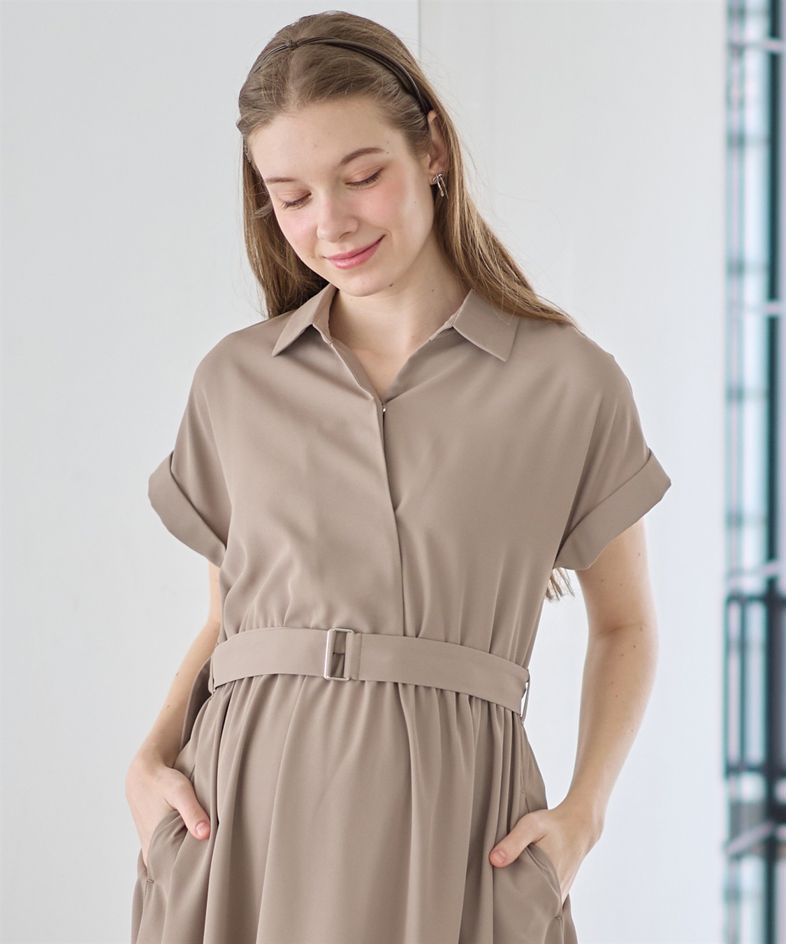 Rosemadame フレンチスリーブ スキッパ―シャツ マタニティワンピース(マタニティ&授乳服）授乳口付き 授乳楽々 妊婦服 産前・産後対応_sub_21