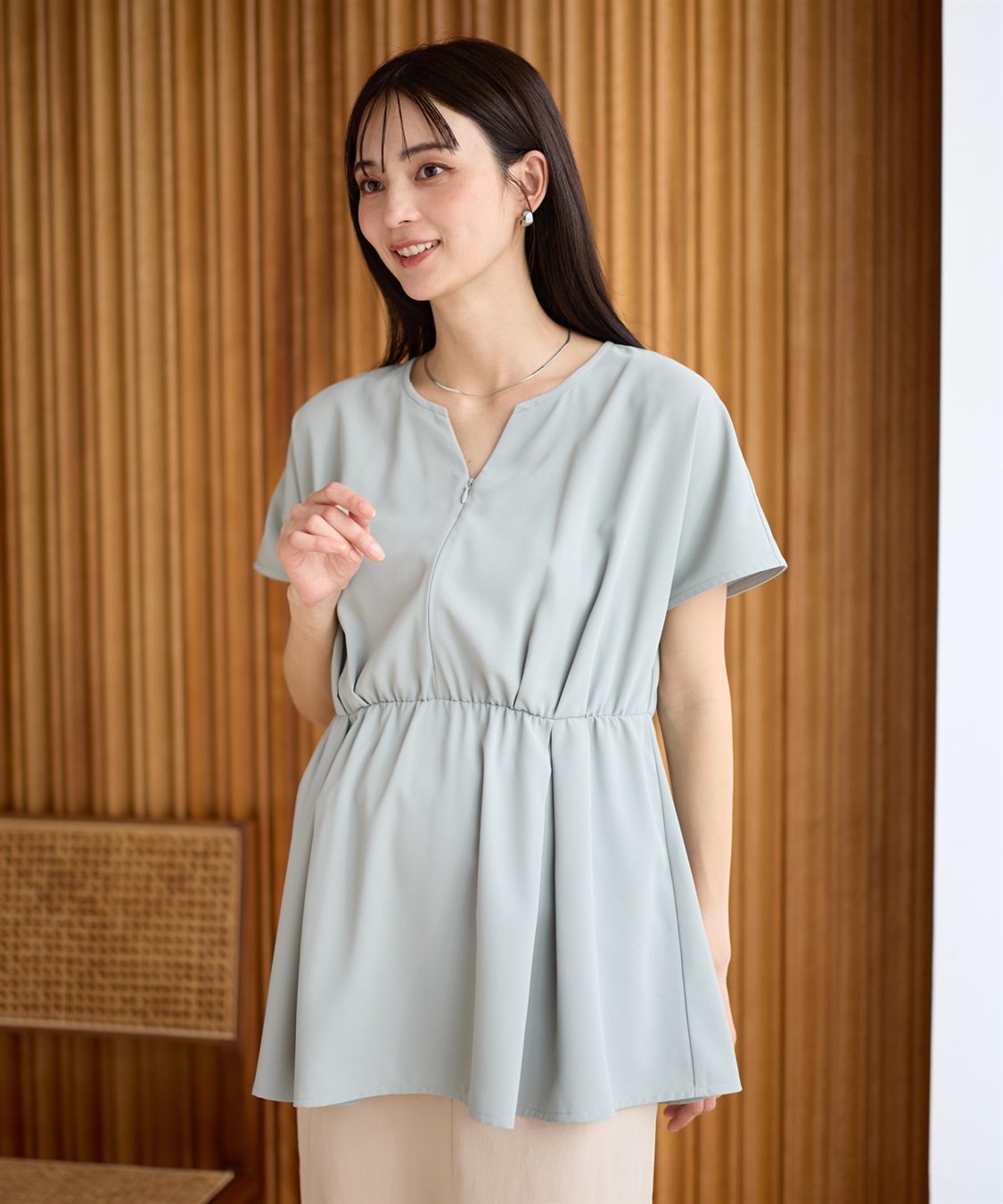 Rosemadame ウエストタック ペプラムブラウス(マタニティ&授乳服）授乳口付き 授乳楽々 妊婦服 産前・産後対応_sub_2