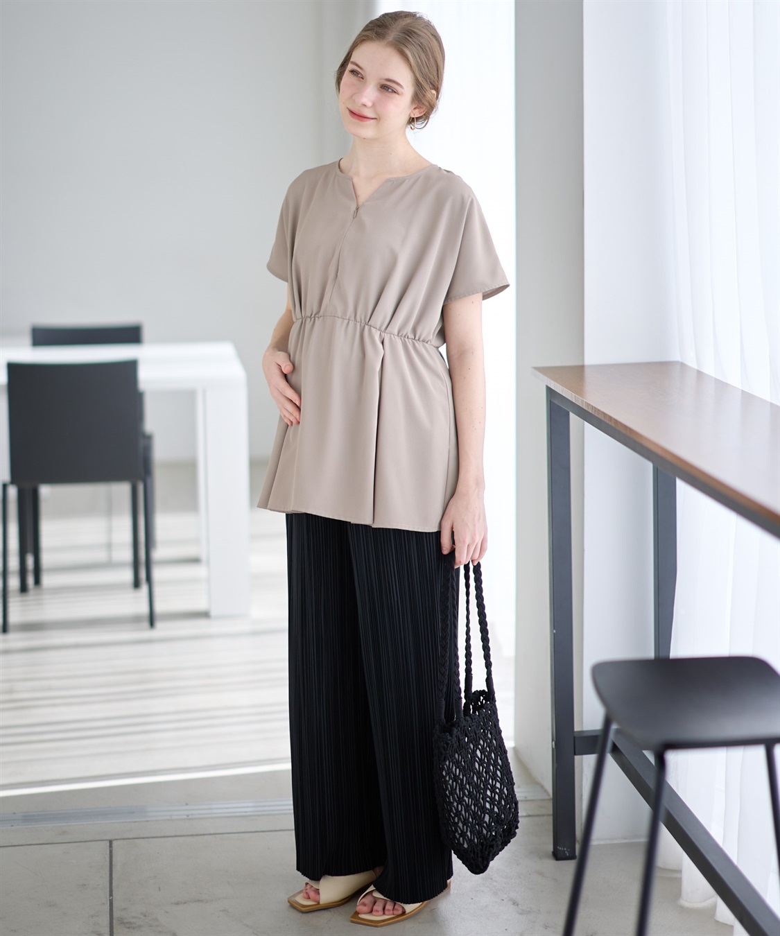 Rosemadame ウエストタック ペプラムブラウス(マタニティ&授乳服）授乳口付き 授乳楽々 妊婦服 産前・産後対応_sub_6