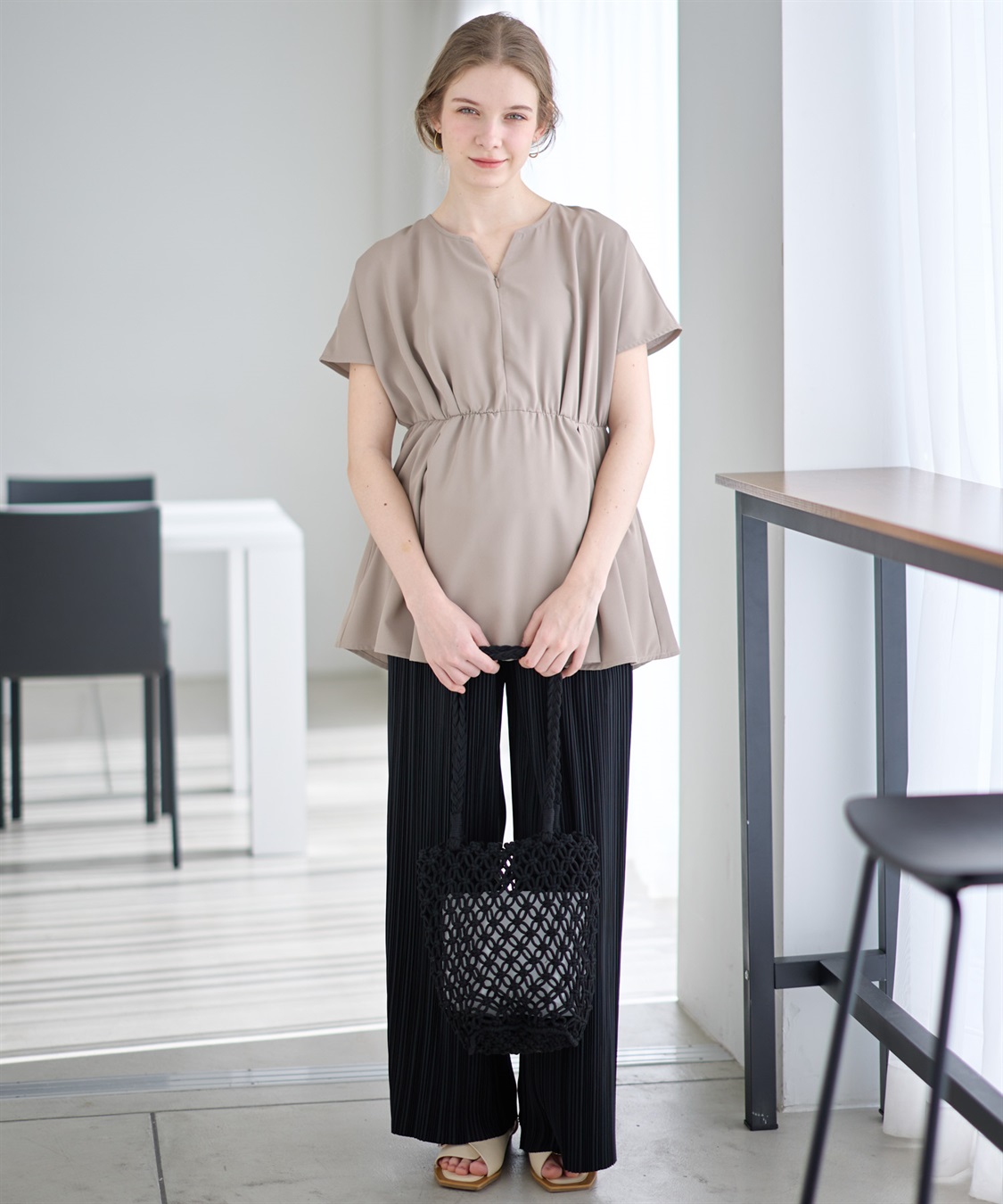 Rosemadame ウエストタック ペプラムブラウス(マタニティ&授乳服）授乳口付き 授乳楽々 妊婦服 産前・産後対応_sub_7