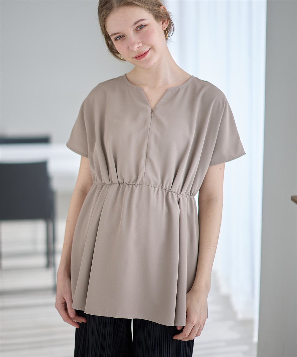 Rosemadame ウエストタック ペプラムブラウス(マタニティ&授乳服）授乳口付き 授乳楽々 妊婦服 産前・産後対応_sub_21