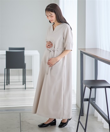 Rosemadame ランタンスリーブウエストリボン付きワンピース（マタニティ/授乳服）授乳口付き 授乳楽々 妊婦服 産前・産後対応_subthumb_9