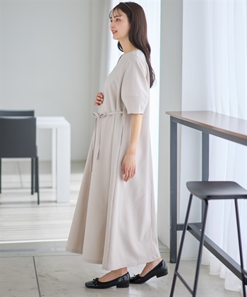 Rosemadame ランタンスリーブウエストリボン付きワンピース（マタニティ/授乳服）授乳口付き 授乳楽々 妊婦服 産前・産後対応_subthumb_10