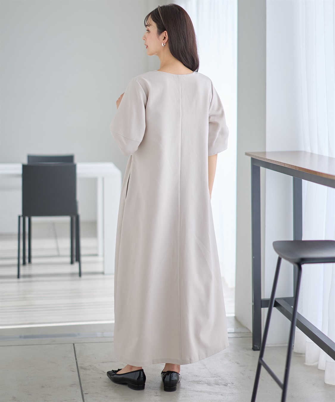 Rosemadame ランタンスリーブウエストリボン付きワンピース（マタニティ/授乳服）授乳口付き 授乳楽々 妊婦服 産前・産後対応_sub_11