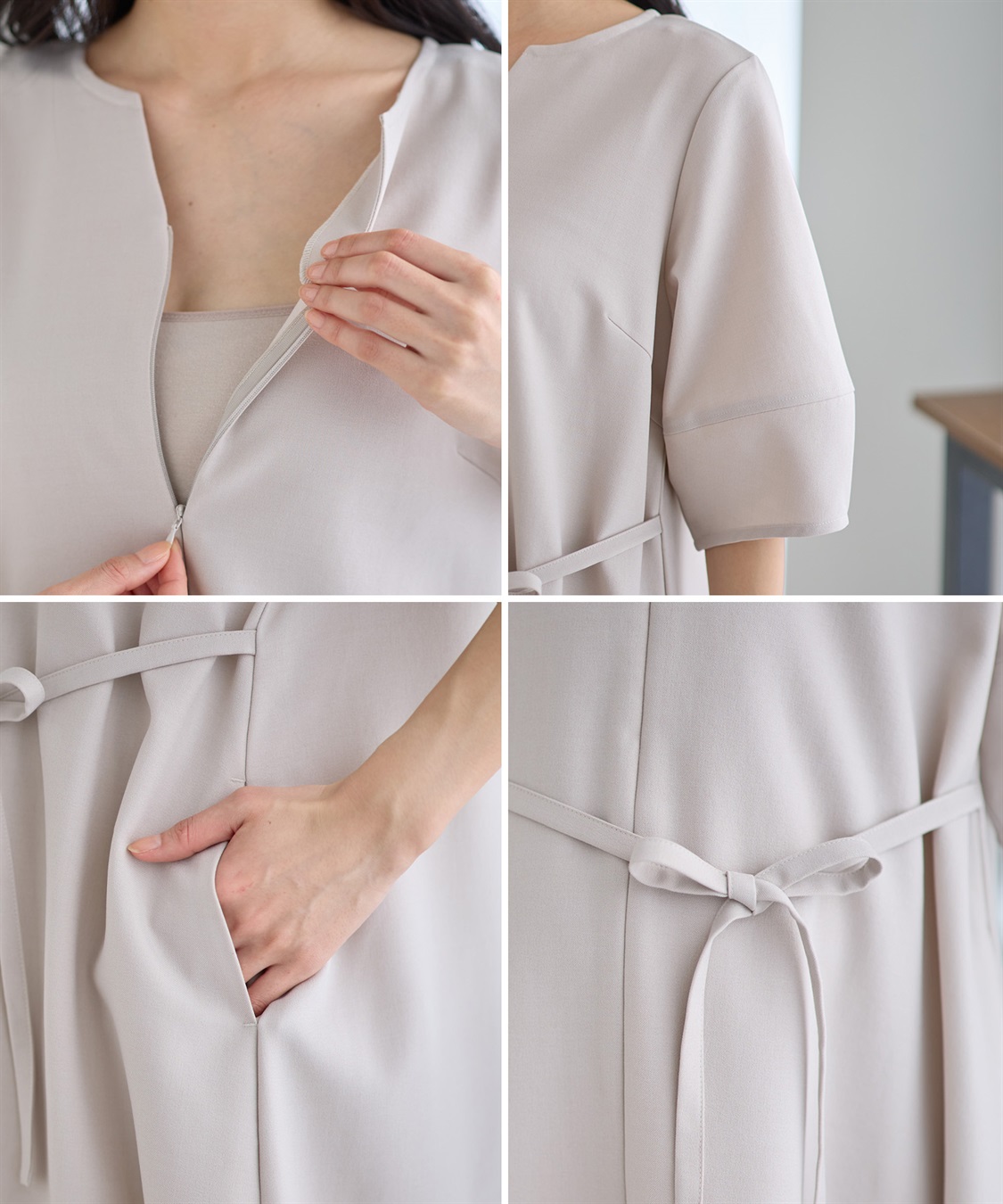 Rosemadame ランタンスリーブウエストリボン付きワンピース（マタニティ/授乳服）授乳口付き 授乳楽々 妊婦服 産前・産後対応_sub_20