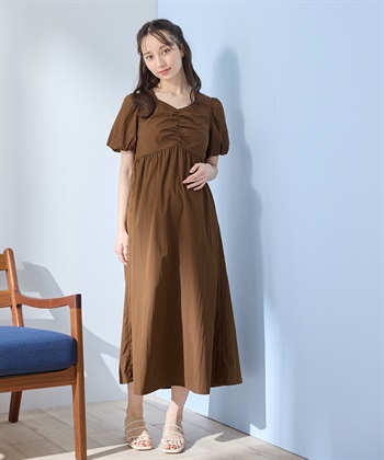 Rosemadame バルーンスリーブ ゆったりフレアワンピース/マタニティワンピース（マタニティ/授乳服）授乳口付き 授乳楽々 妊婦服 産前・産後対応_subthumb_1