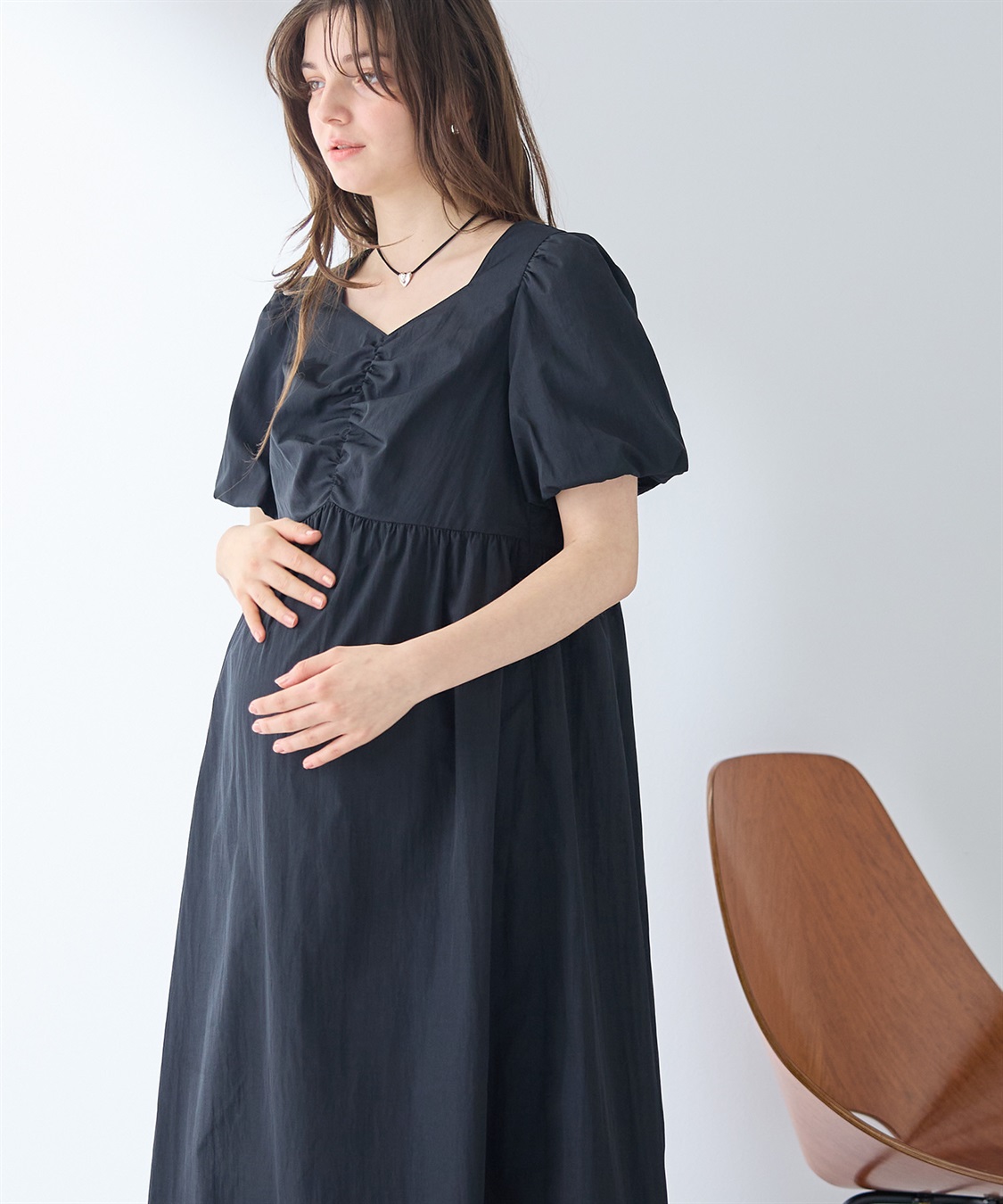 Rosemadame バルーンスリーブ ゆったりフレアワンピース/マタニティワンピース（マタニティ/授乳服）授乳口付き 授乳楽々 妊婦服 産前・産後対応_sub_2