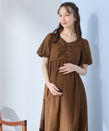 Rosemadame バルーンスリーブ ゆったりフレアワンピース/マタニティワンピース（マタニティ/授乳服）授乳口付き 授乳楽々 妊婦服 産前・産後対応_subthumb_7