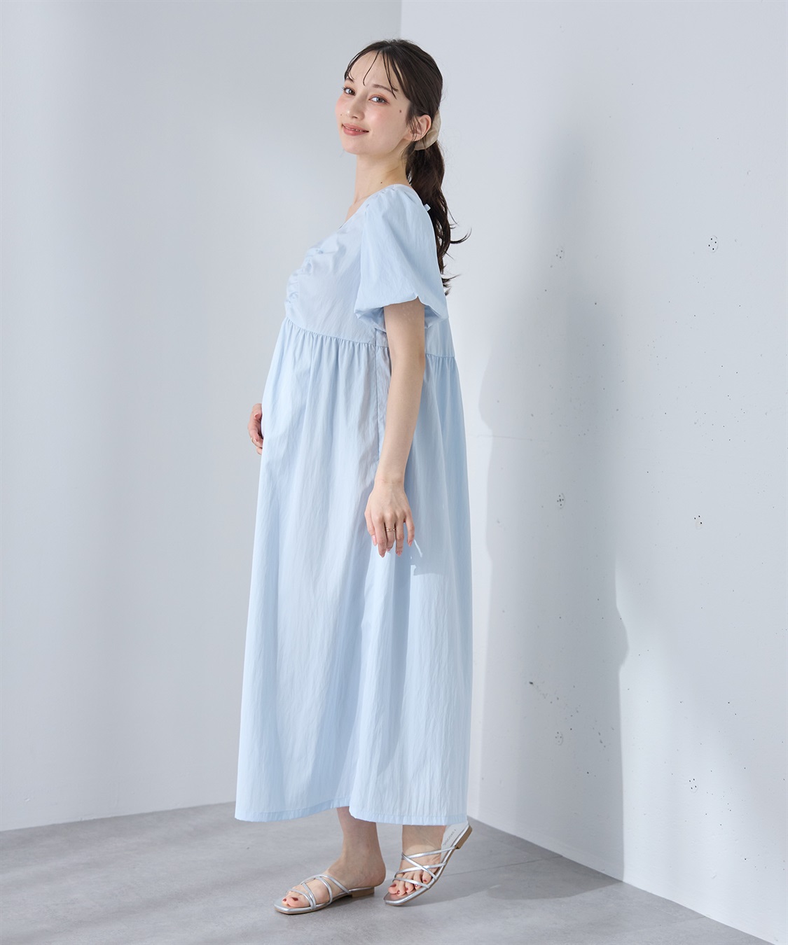 Rosemadame バルーンスリーブ ゆったりフレアワンピース/マタニティワンピース（マタニティ/授乳服）授乳口付き 授乳楽々 妊婦服 産前・産後対応_sub_11