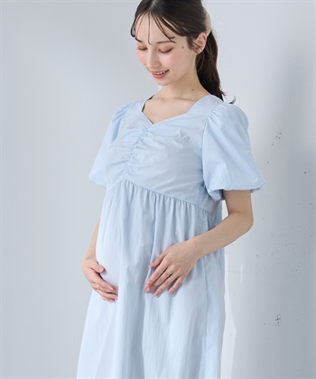 Rosemadame バルーンスリーブ ゆったりフレアワンピース/マタニティワンピース（マタニティ/授乳服）授乳口付き 授乳楽々 妊婦服 産前・産後対応_subthumb_12