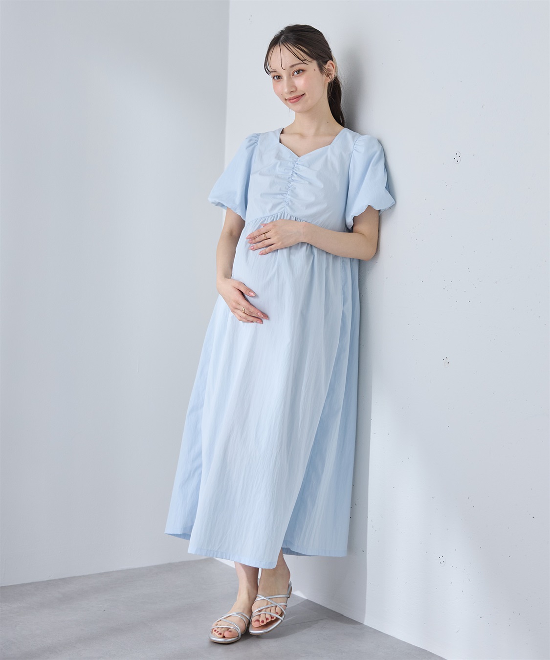 Rosemadame バルーンスリーブ ゆったりフレアワンピース/マタニティワンピース（マタニティ/授乳服）授乳口付き 授乳楽々 妊婦服 産前・産後対応_sub_13