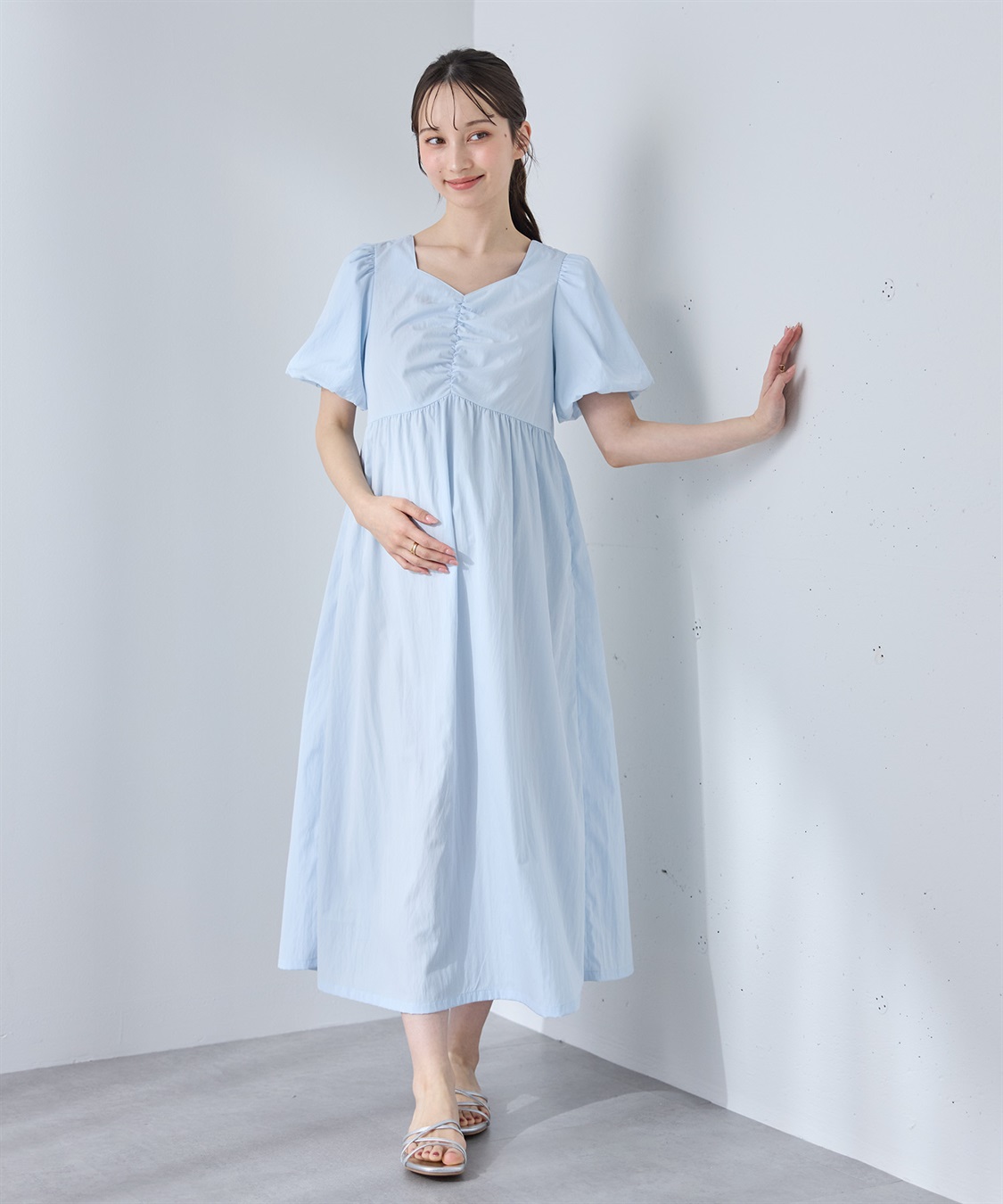 Rosemadame バルーンスリーブ ゆったりフレアワンピース/マタニティワンピース（マタニティ/授乳服）授乳口付き 授乳楽々 妊婦服 産前・産後対応_sub_14