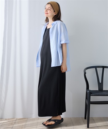 Rosemadame シアーストライプシャツ×ラメリブ ノースリ ワンピース/マタニティワンピース（マタニティ/授乳服）セット 授乳口付き 授乳楽々 妊婦服 産前・産後対応_subthumb_7