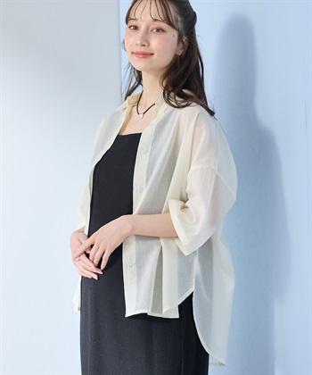 Rosemadame シアーストライプシャツ×ラメリブ ノースリ ワンピース/マタニティワンピース（マタニティ/授乳服）セット 授乳口付き 授乳楽々 妊婦服 産前・産後対応_subthumb_15