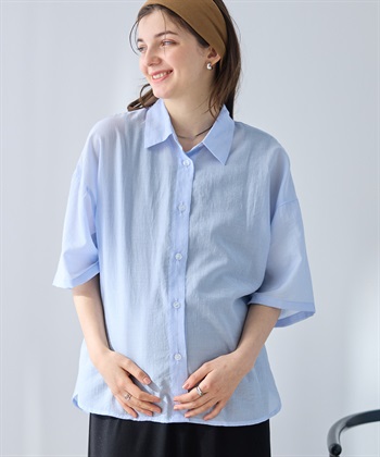 Rosemadame シアーストライプシャツ×ラメリブ ノースリ ワンピース/マタニティワンピース（マタニティ/授乳服）セット 授乳口付き 授乳楽々 妊婦服 産前・産後対応_subthumb_16