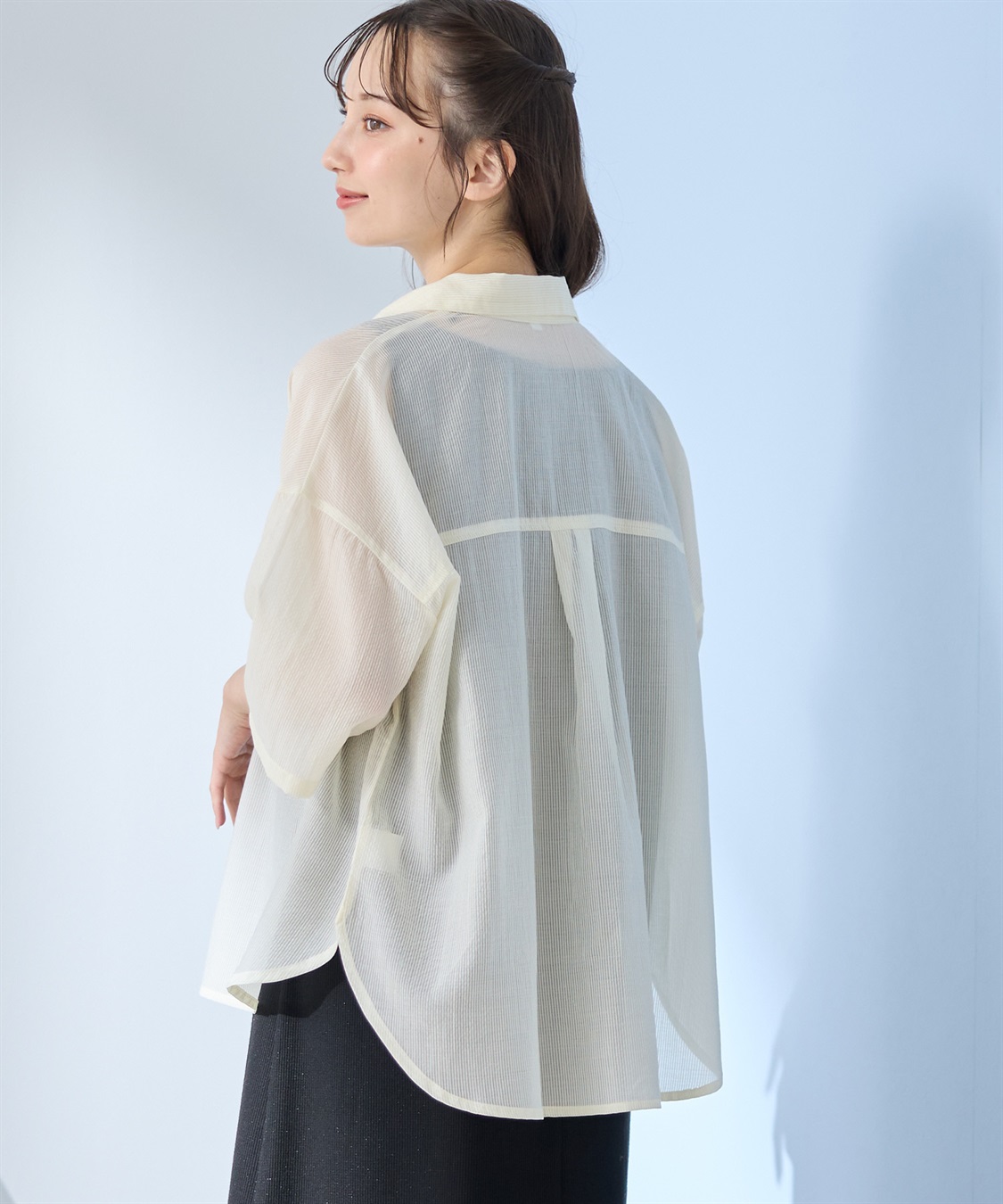 Rosemadame シアーストライプシャツ×ラメリブ ノースリ ワンピース/マタニティワンピース（マタニティ/授乳服）セット 授乳口付き 授乳楽々 妊婦服 産前・産後対応_sub_20