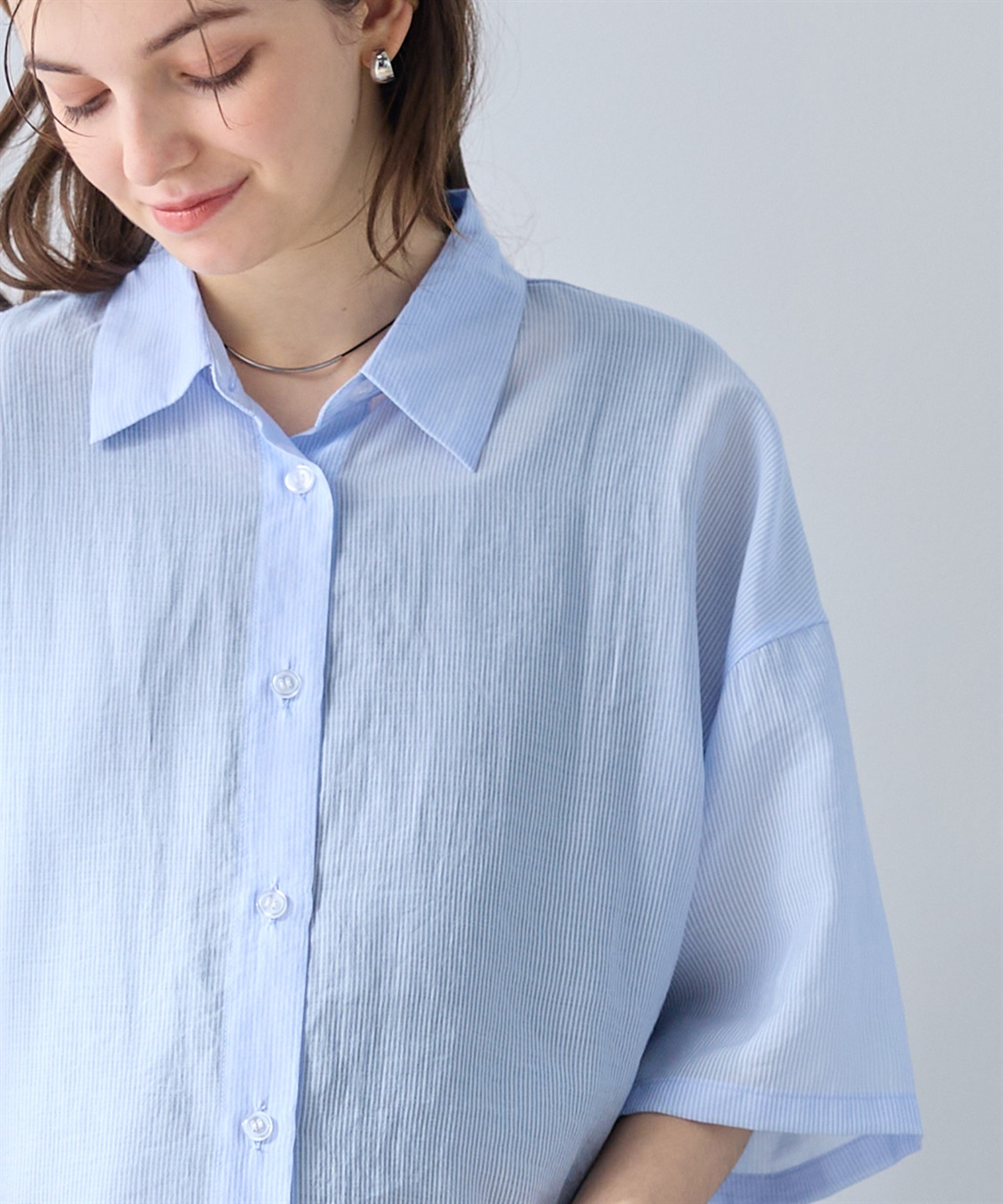 Rosemadame シアーストライプシャツ×ラメリブ ノースリ ワンピース/マタニティワンピース（マタニティ/授乳服）セット 授乳口付き 授乳楽々 妊婦服 産前・産後対応_sub_22