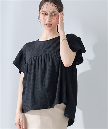 Rosemadame ゆったりフリル袖 カットジャガードブラウス（マタニティ/授乳服）セット 授乳口付き 授乳楽々 妊婦服 産前・産後対応_subthumb_2