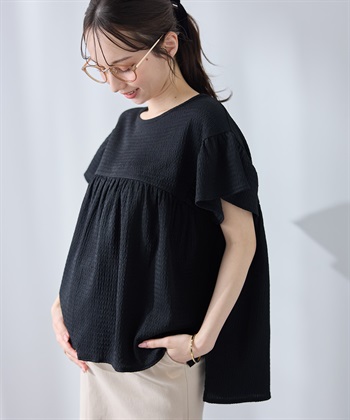 Rosemadame ゆったりフリル袖 カットジャガードブラウス（マタニティ/授乳服）セット 授乳口付き 授乳楽々 妊婦服 産前・産後対応_subthumb_3