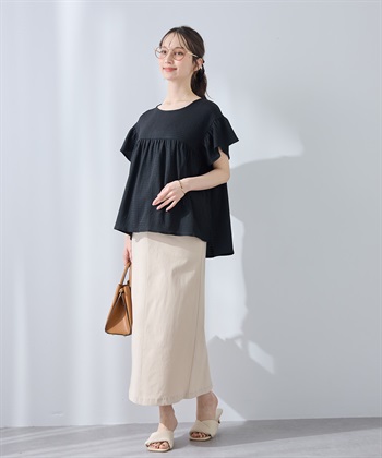 Rosemadame ゆったりフリル袖 カットジャガードブラウス（マタニティ/授乳服）セット 授乳口付き 授乳楽々 妊婦服 産前・産後対応_subthumb_4