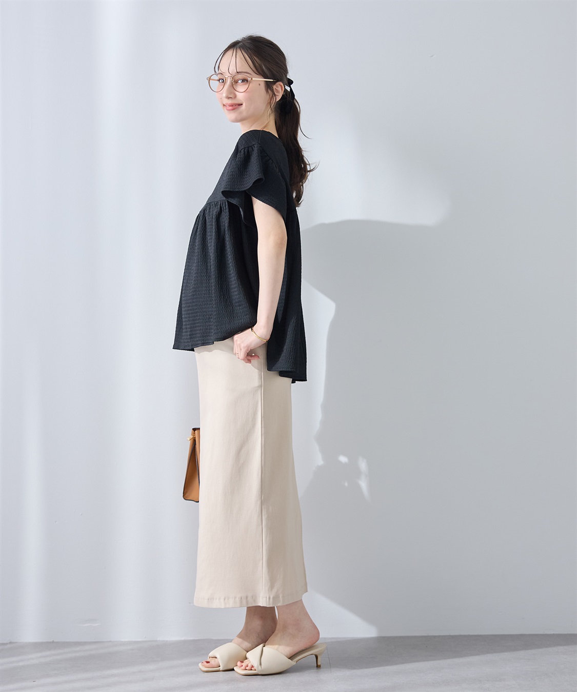 Rosemadame ゆったりフリル袖 カットジャガードブラウス（マタニティ/授乳服）セット 授乳口付き 授乳楽々 妊婦服 産前・産後対応_sub_5