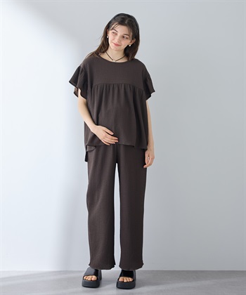 Rosemadame ゆったりフリル袖 カットジャガードブラウス（マタニティ/授乳服）セット 授乳口付き 授乳楽々 妊婦服 産前・産後対応_subthumb_9