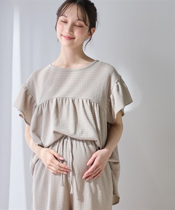 Rosemadame ゆったりフリル袖 カットジャガードブラウス（マタニティ/授乳服）セット 授乳口付き 授乳楽々 妊婦服 産前・産後対応_subthumb_11