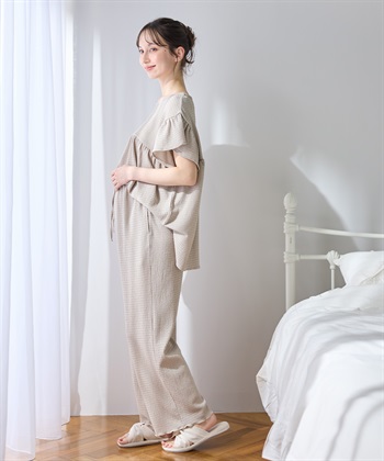 Rosemadame ゆったりフリル袖 カットジャガードブラウス（マタニティ/授乳服）セット 授乳口付き 授乳楽々 妊婦服 産前・産後対応_subthumb_13