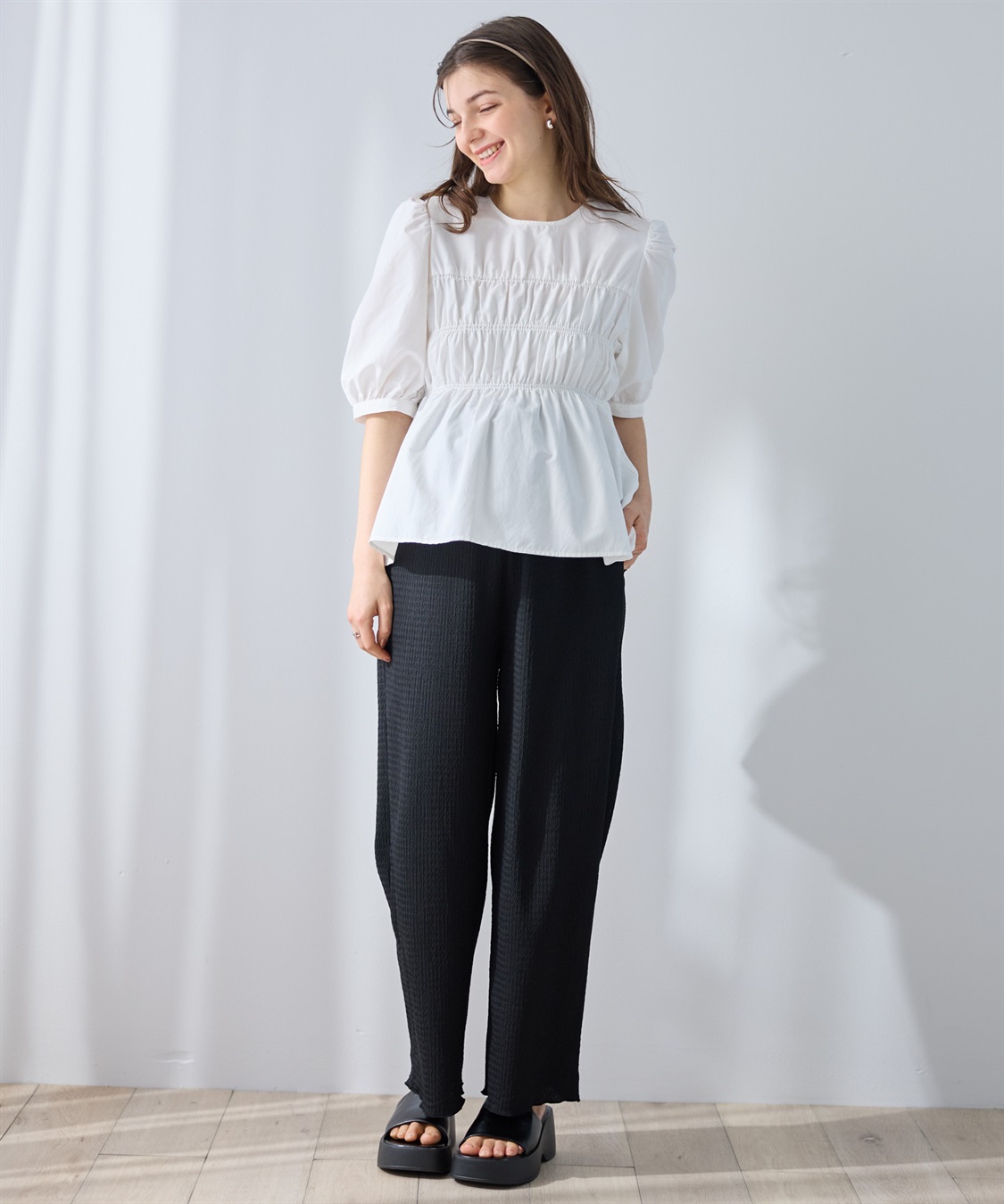 Rosemadame ゆったりカットジャガードパンツ（マタニティ～産後）妊婦服 産前・産後対応_sub_5